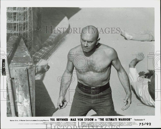Press Photo Yul Brynner in a scene from "The Ultimate Warrior" - nei11968- Historic Images
