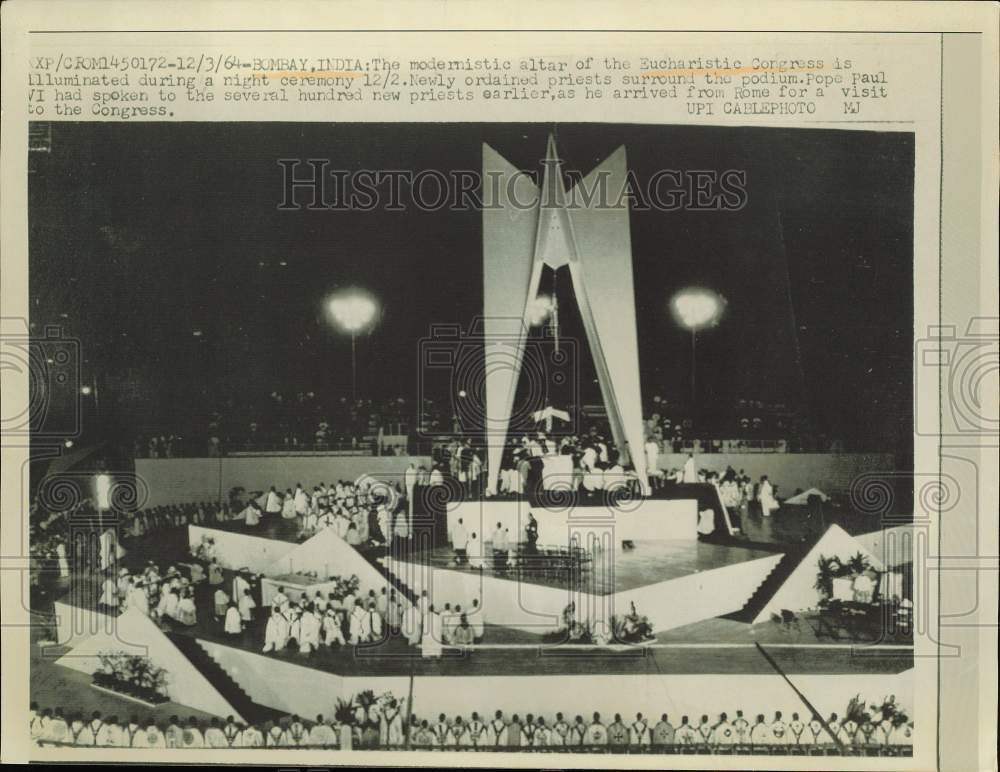 1964 Press Photo Altar of the Eucharistic Congress in Bombay, India - nei13775- Historic Images