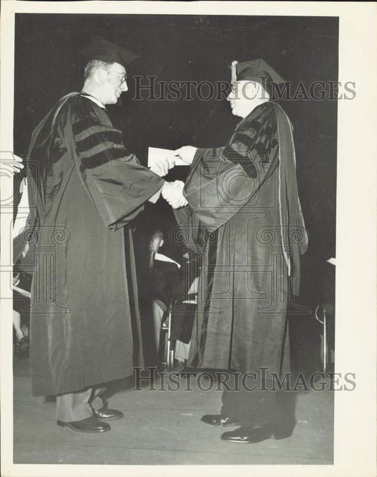 1951 Press Photo Estes Kefauver receives honorary degree from John Millis, Ohio- Historic Images