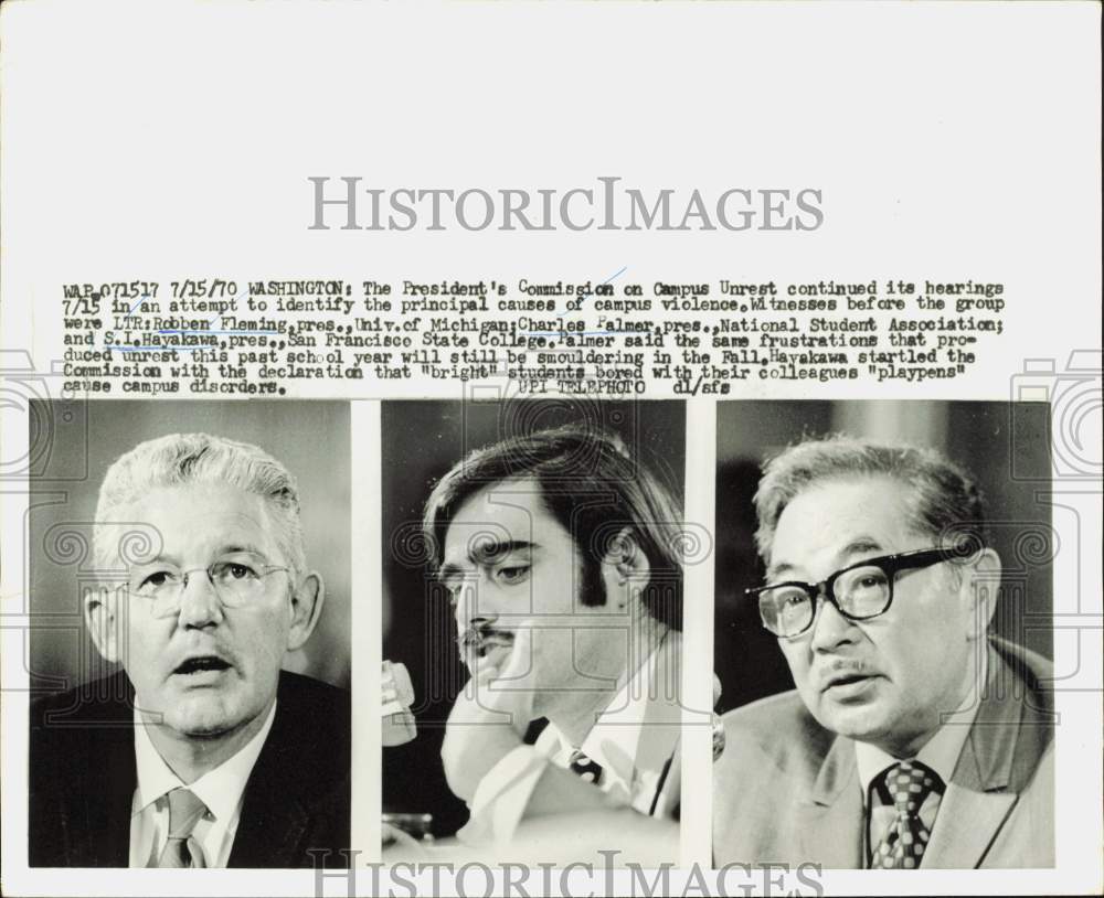 1970 Press Photo Witnesses speak before President's Commission on Campus Unrest- Historic Images