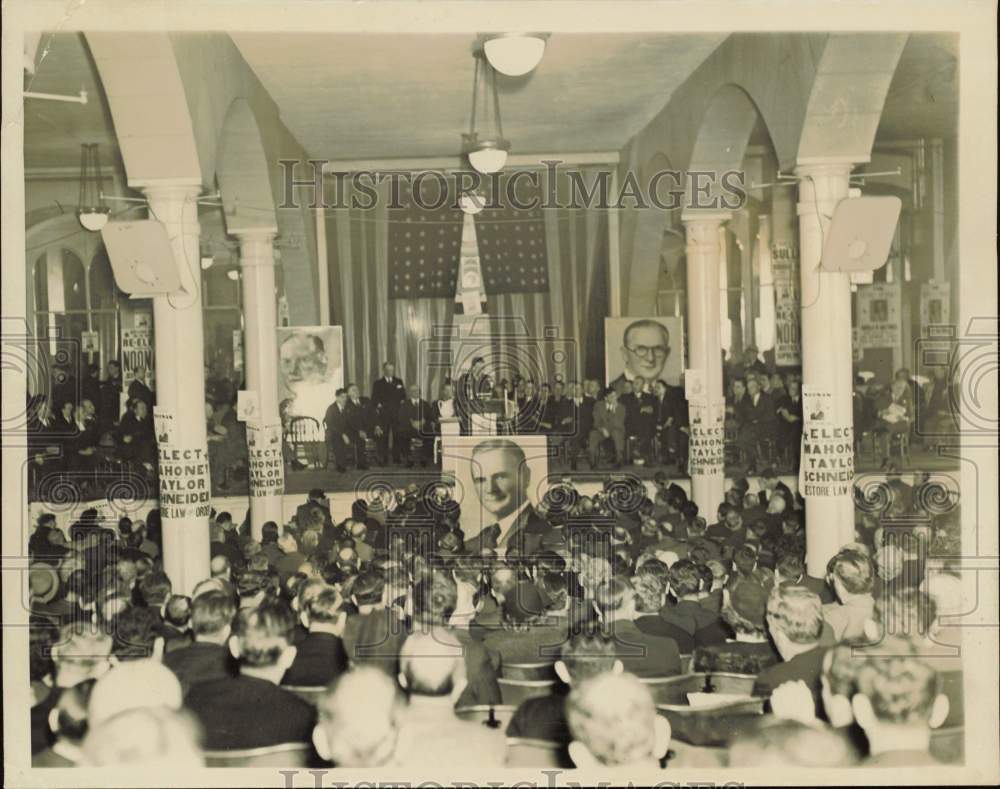 1937 Press Photo Wagner speaks during Mahoney rally at Cooper Union - nei17224- Historic Images