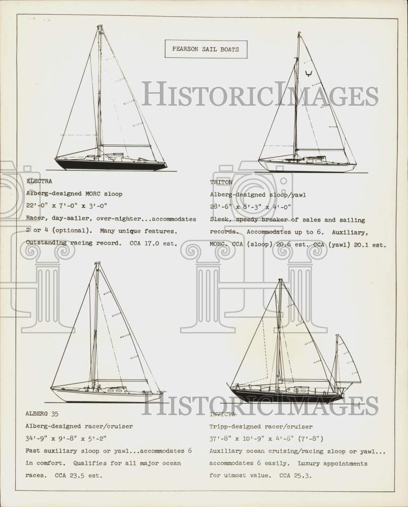 Press Photo Pearson sailboat illustrations - nei20146- Historic Images