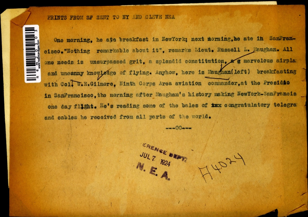 1924 Press Photo Lt. Russell L. Maughan with Col. W. E. Gilmore, 8th Corps Area