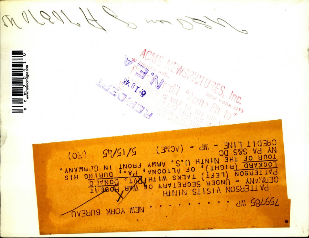 1945 Press Photo Robert Patterson, Under Sec. of War visit 9th Army in Germany.