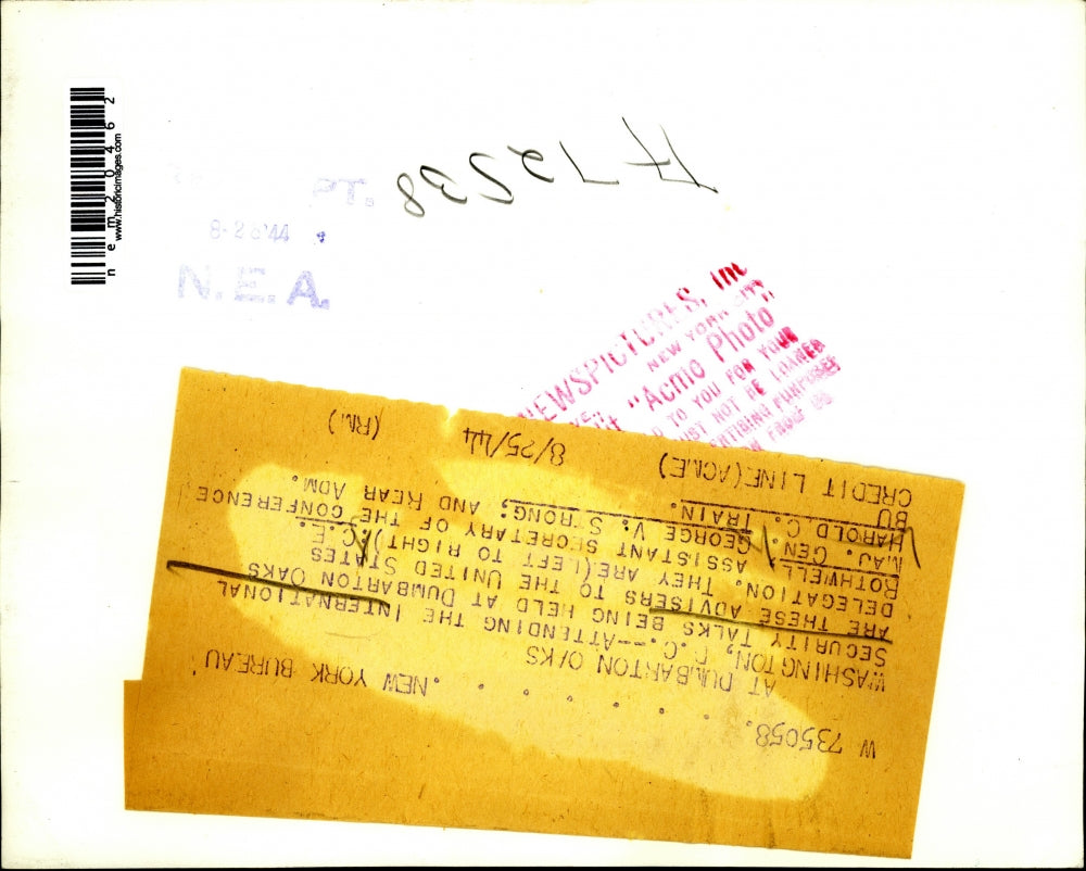 1944 Press Photo Advisers from U.S. attended the Intl. Security Talks.