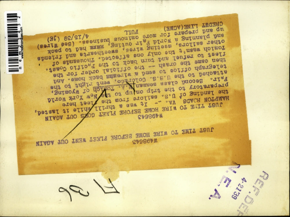 1939 Press Photo 2nd Class M.A. Tomich of U.S.S Colorado sending Telegraph.