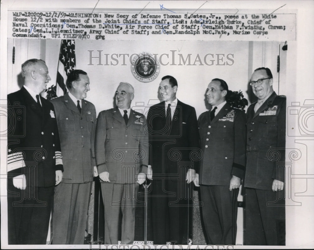 1959 Press Photo Sec.of Defense Thomas S.Gates with Joint Chief of Staff.