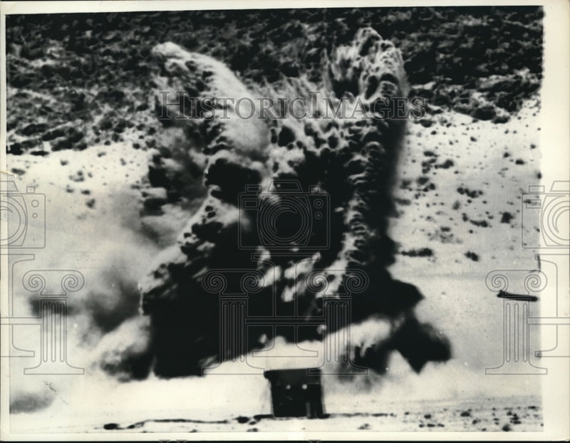 Load image into Gallery viewer, 1957 Press Photo Zuni Rocket Propelled high velocity Missile blasted.

