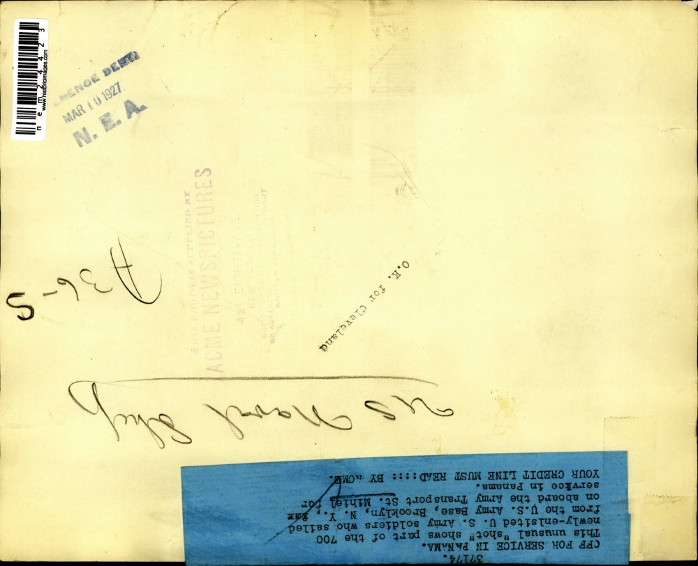 1927 Press Photo New Enlisted U.S. Army Soldiers abroad Transport St.Mihiel.