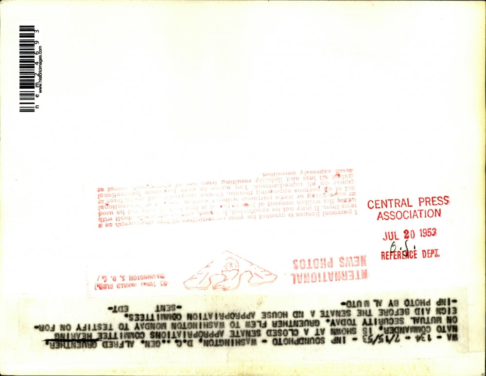 1953 Press Photo D.C. gen Alfred Gruenther, NATO commander