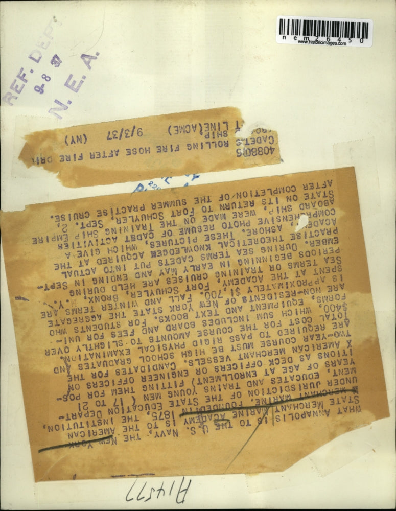 1937 Press Photo NY State Merchant Marine Academy, ship & sailors