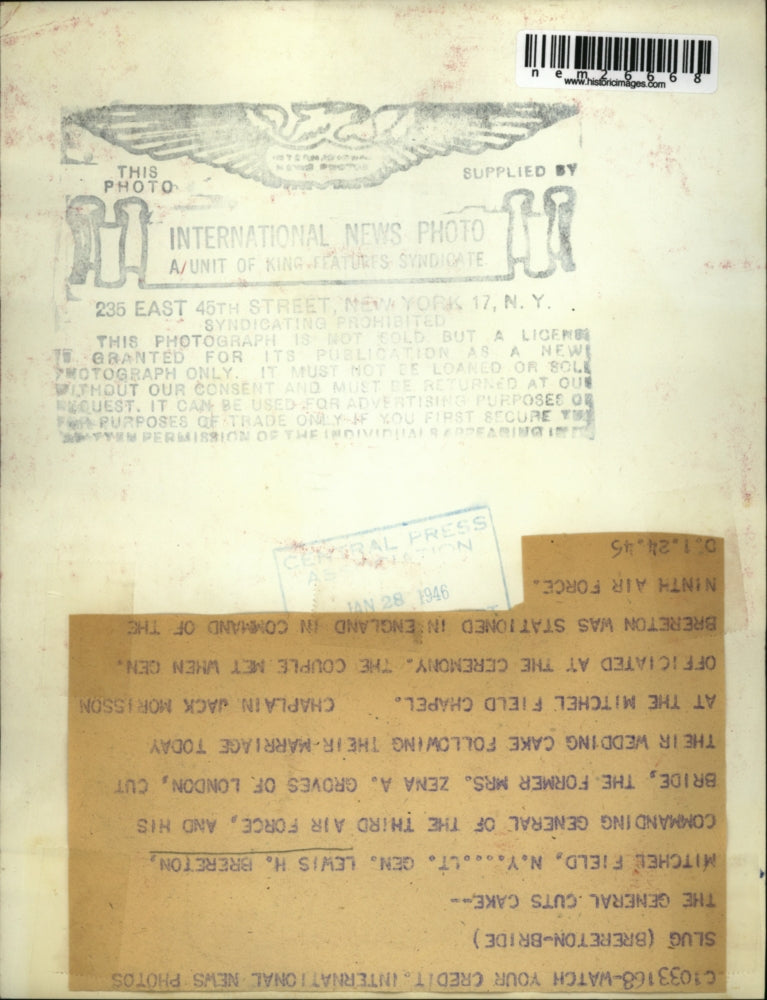 1945 Press Photo Lt. Gen. Lewis H. Brereton, Commanding General of the 3rd