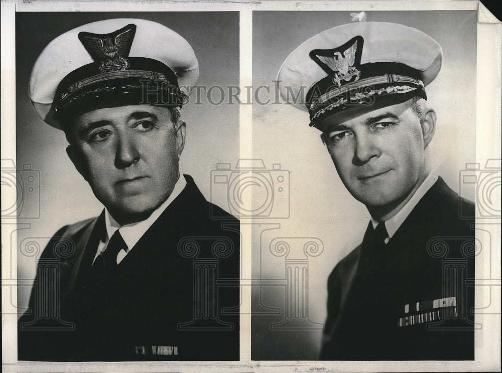 1945 Press Photo Capt. Ralph W.Dempwolf and Commodore James A. Hirshfield.