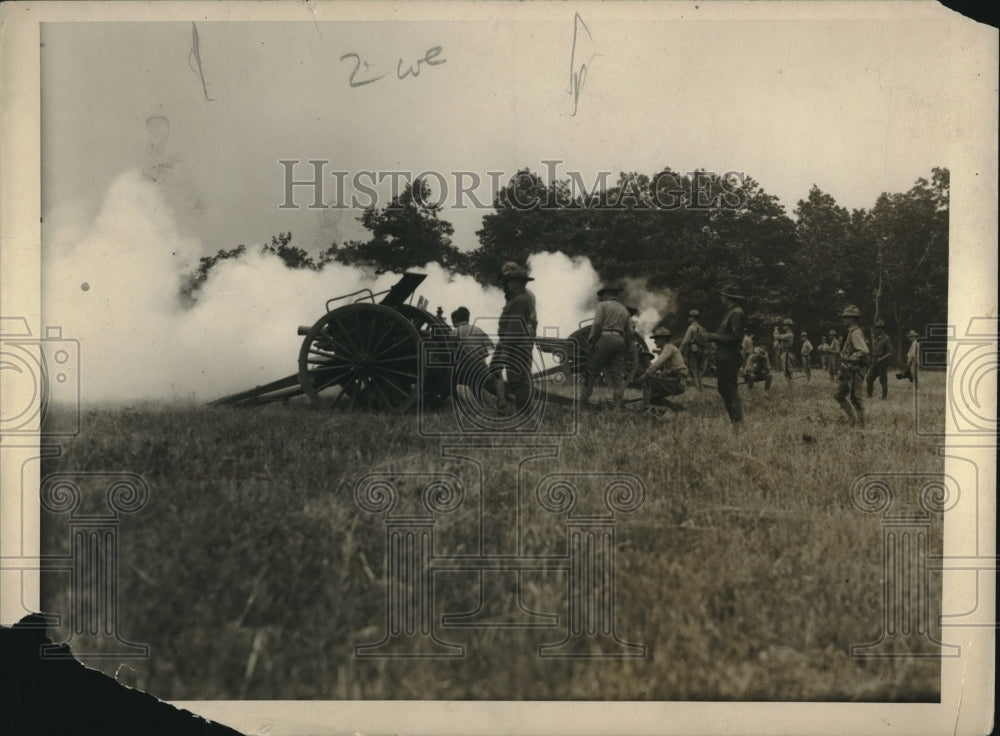 1918 Press Photo US Field guns in actions - nem31029