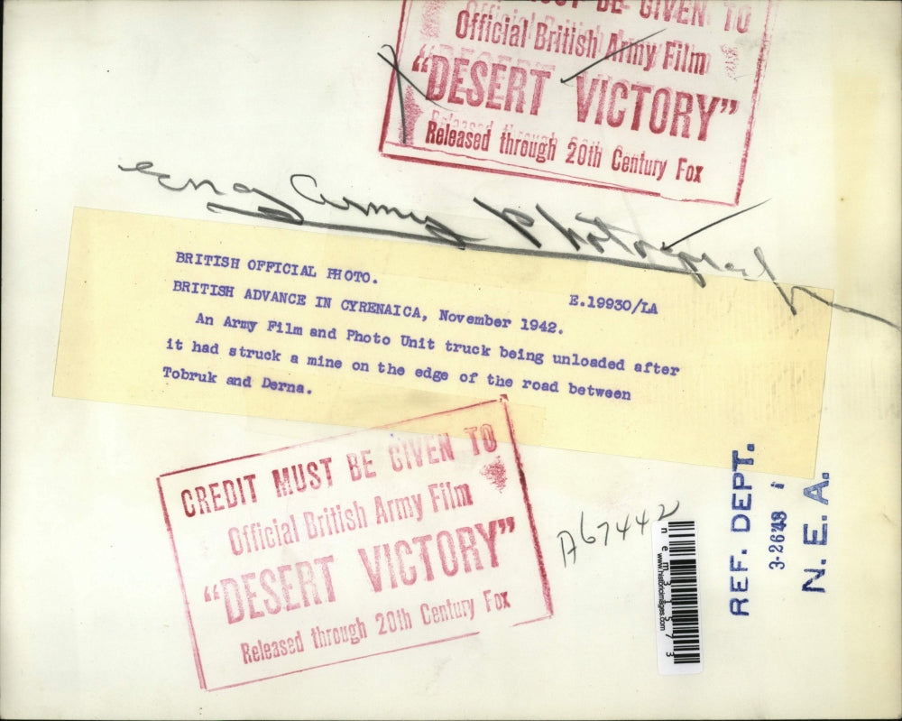 1943 Press Photo Army Film & Photo unit during British advance in Cyrenaica