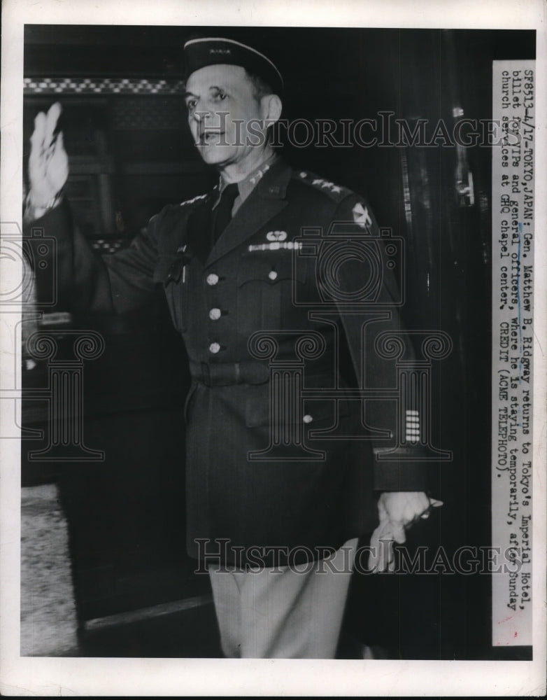 1951 Press Photo General Matthew B Ridgeway in Toyko Japan