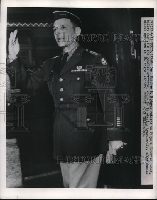 1951 Press Photo General Matthew B Ridgeway in Toyko Japan