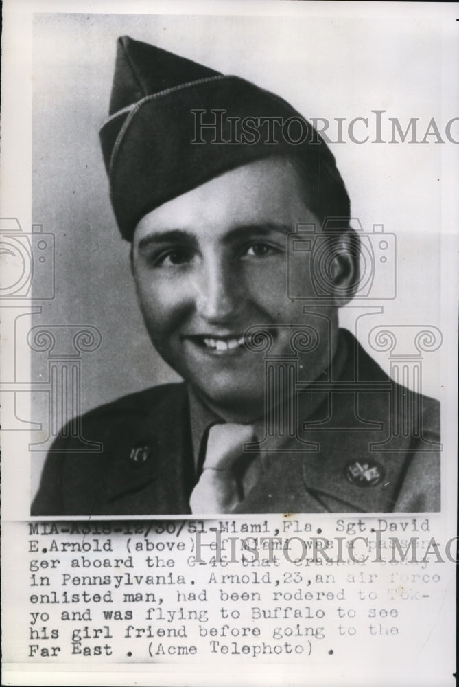 1951 Press Photo Sgt David E Arnold in Miami Florida- Historic Images