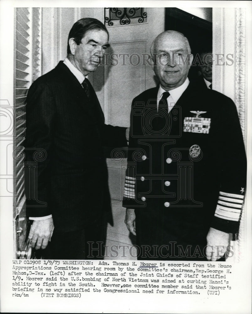 1972 Press Photo Admiral Thomas Moorer Rep George H Mahon of Texas- Historic Images