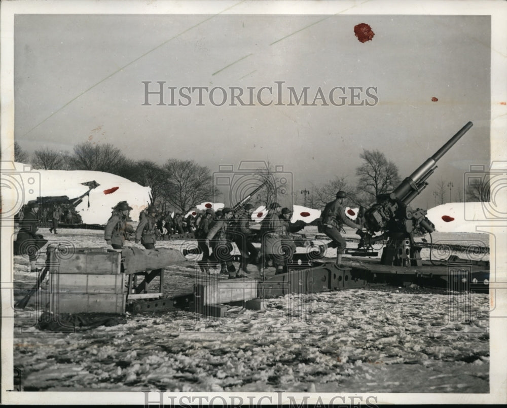 1942 Press Photo Anti aircraft gun units at training on US East coast