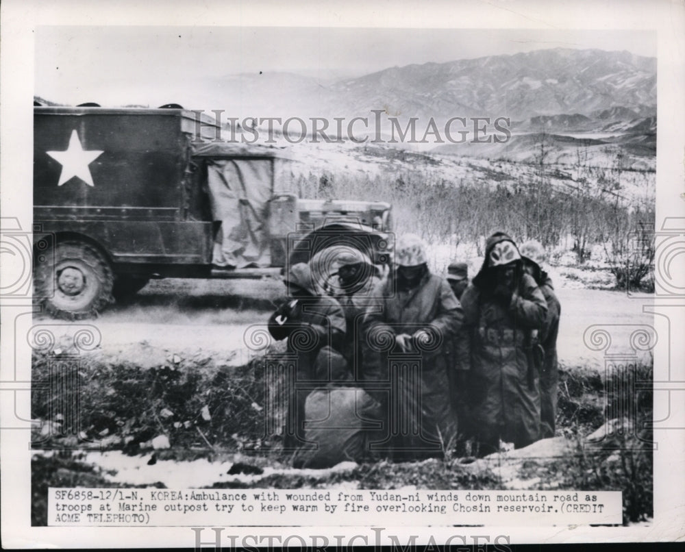 1950 Press Photo N Korea ambulance with wounded from Yudan ni heads to base