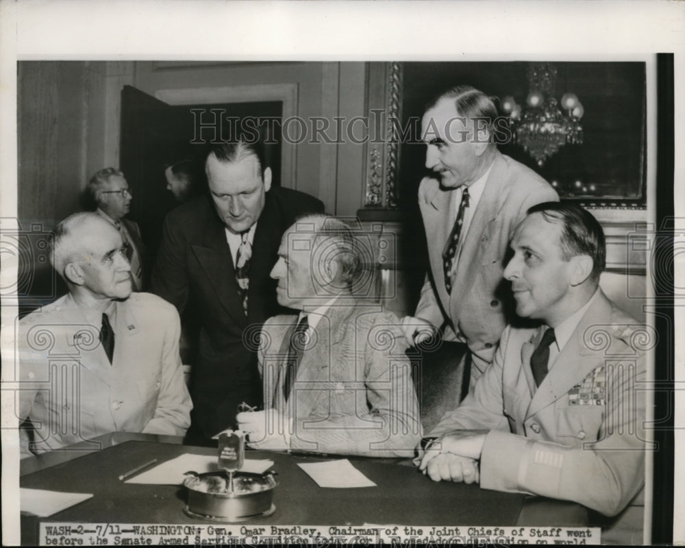 1950 Press Photo DC Gen Omar Bradley, Senated Armed Services committee