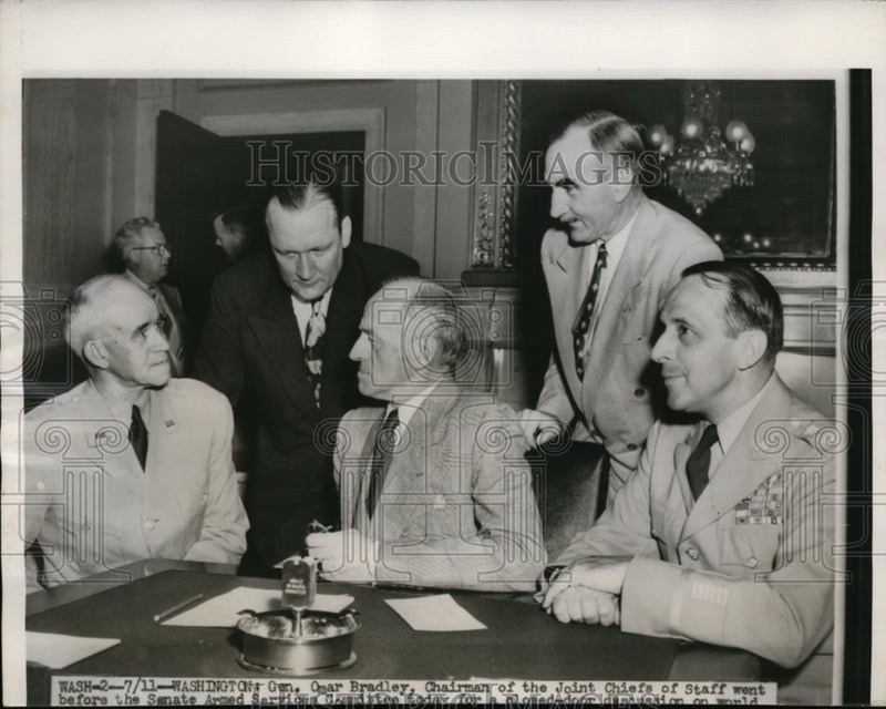 Load image into Gallery viewer, 1950 Press Photo DC Gen Omar Bradley, Senated Armed Services committee

