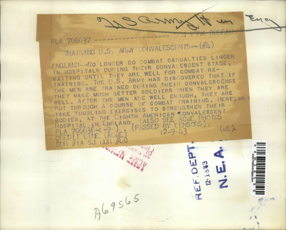 1943 Press Photo US Army Soldiers Trained in Convalescence at England Hospital