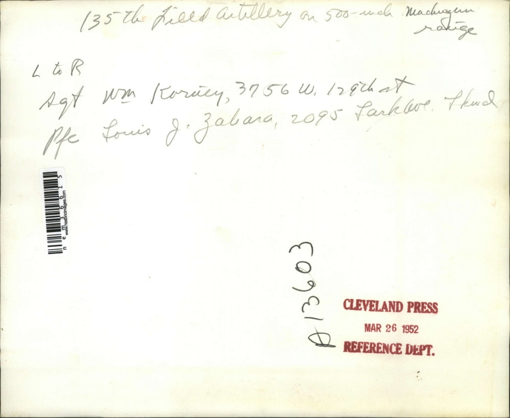 1952 Press Photo 135th Artillery at Machine Gun Range - nem36615