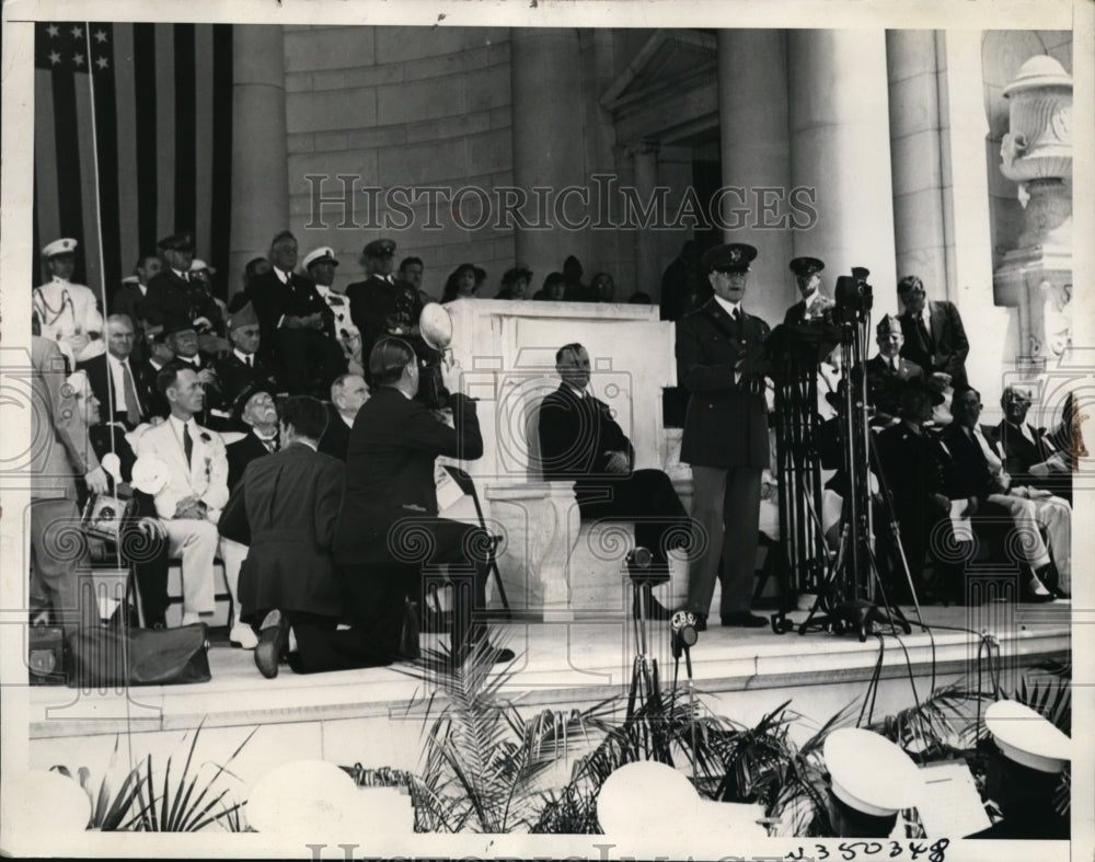 1936 Press Photo Gen John Pershing, president Roosevelt Memorial Day in DC