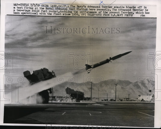 1959 Press Photo Advanced Terrier missile takes off in test firing - nem37120