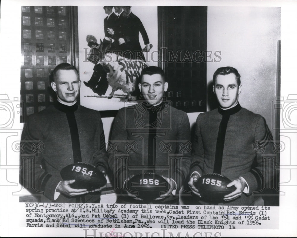 1956 Press Photo West Point Football Captains on hand for the start of practice