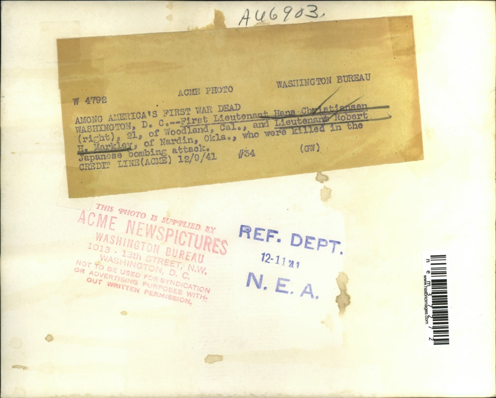 1941 Press Photo 1st Lt Hans Christiansen & Lt Robert Markley - nem37272