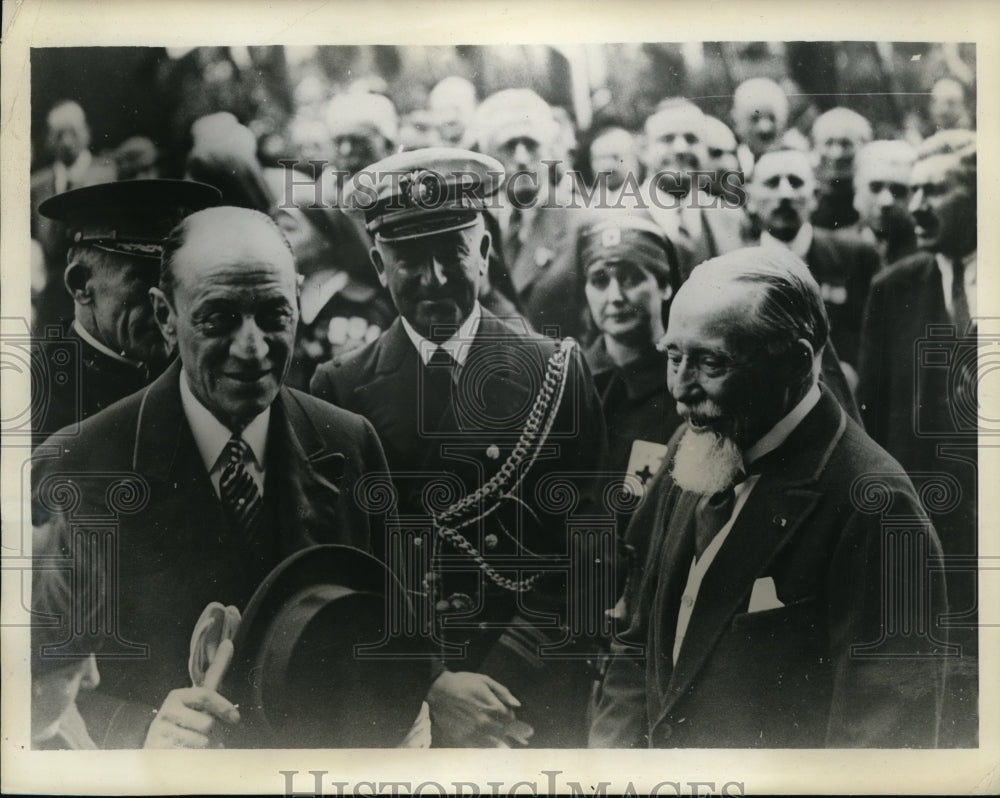 1934 Press Photo Jesse Straus Capt Ben Wyatt& Laurence Benet at ceremony