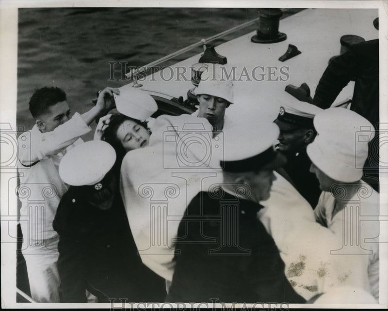 Load image into Gallery viewer, 1938 Press Photo Double Deck Pleasure Launch Rodney Capsized in Harbor
