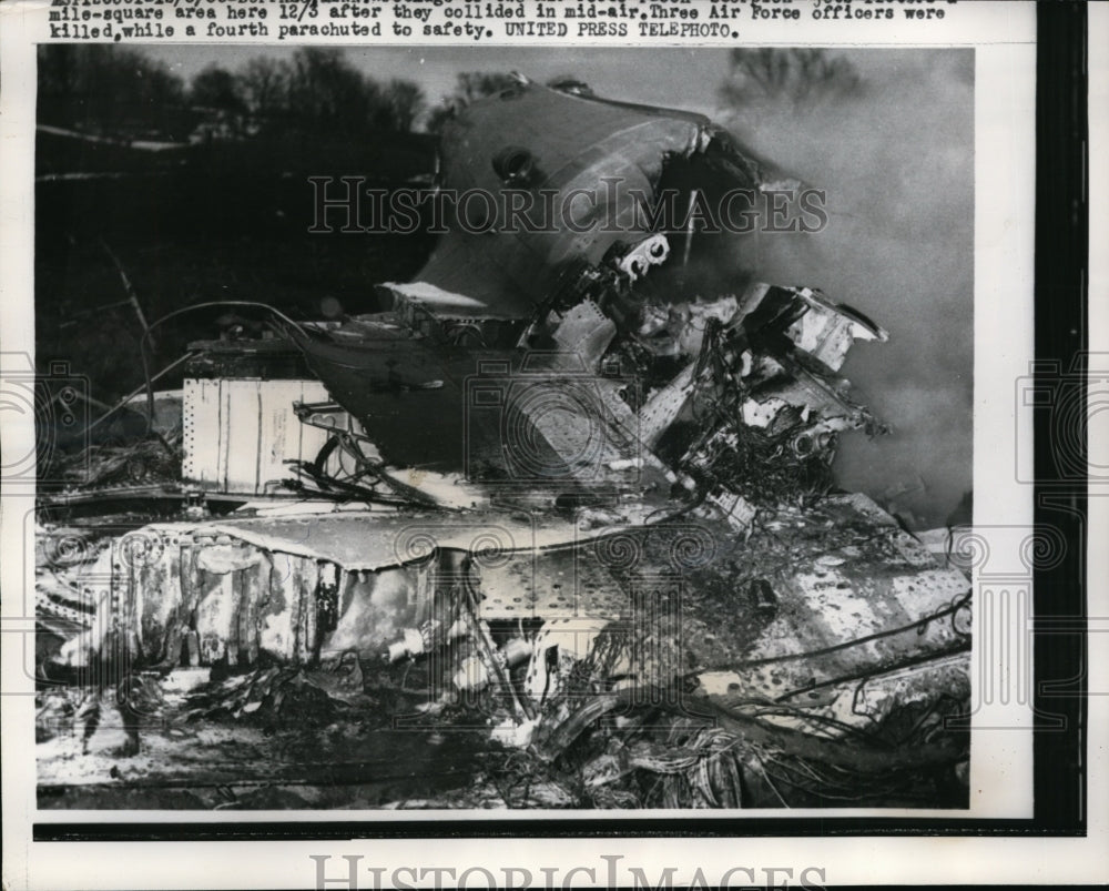 1956 Press Photo Buffalo NY Wreckage of crashed USAF F-36H Scorpions - nem37965