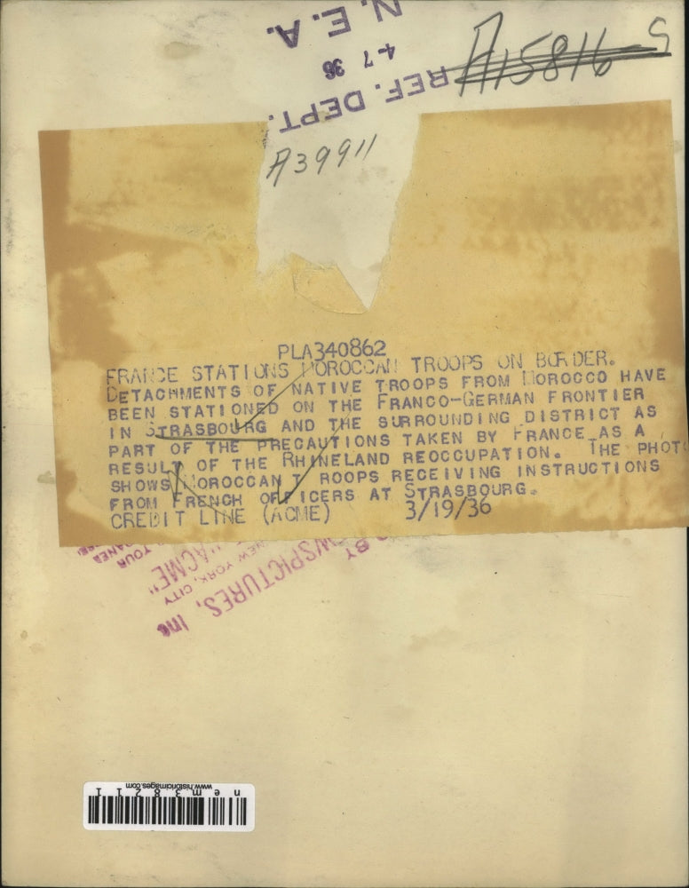 1936 Press Photo Moroccan Troops Stationed at Strasbourg Frontier - nem38211