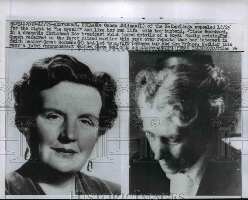Load image into Gallery viewer, 1957 Press Photo Queen Juliana of Netherlands in Greet Hofmans Scandal
