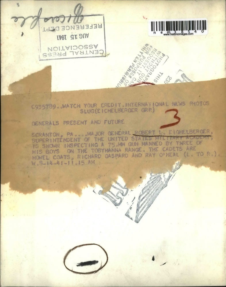 1941 Press Photo Maj Gen Robert Eichelberger US Military Academy super & cadets