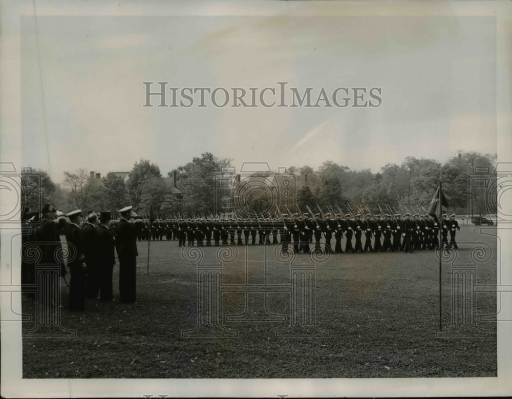 1939 Press Photo US Naval Academy Midshipmen Passing in Review Before Prince