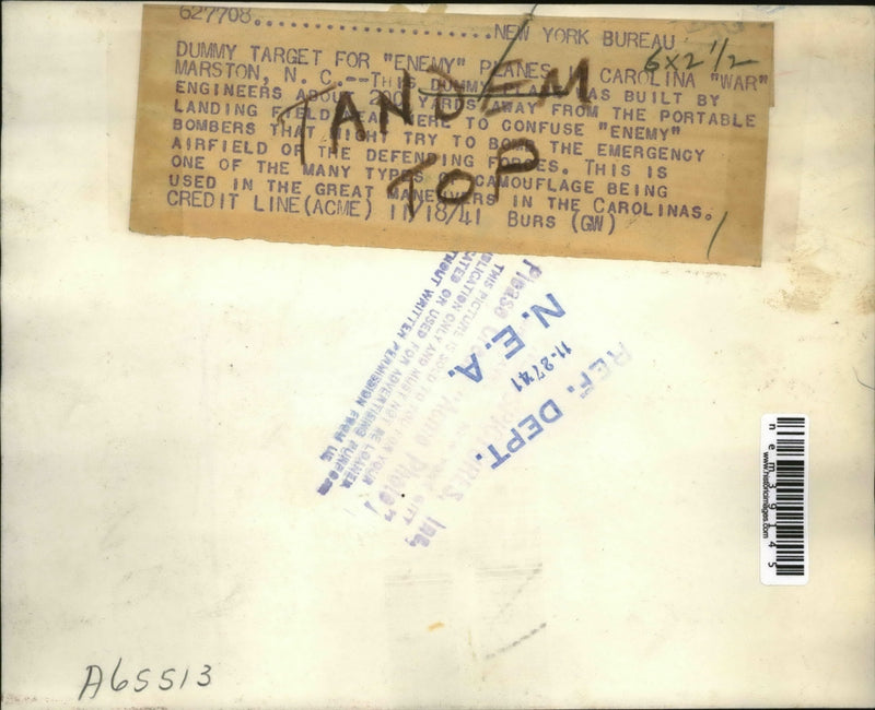 Load image into Gallery viewer, 1941 Press Photo Marston NC dummy airfield plant for Army manuevers - nem39145
