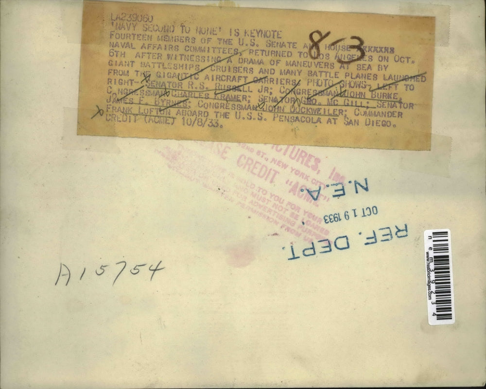 1933 Press Photo US Senate & House Affairs committee return to LA from sea