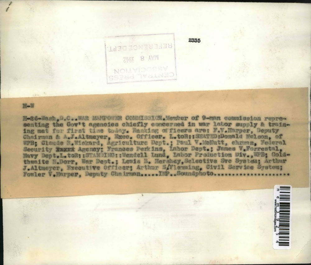 1942 Press Photo Members of 9-Man Commission Representing Government Agencies