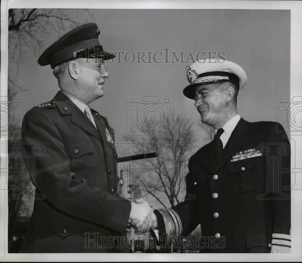 1952 Press Photo Brazilian Admiral to Study U.S. Marines in D.C. - nem39311