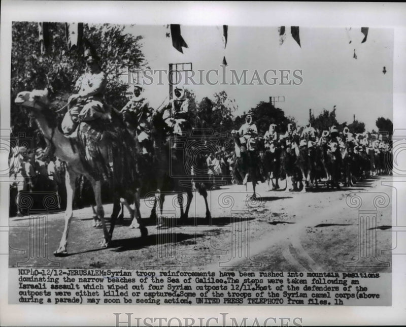 Load image into Gallery viewer, 1955 Press Photo Syrian Camel Corps in Parade - nem39944
