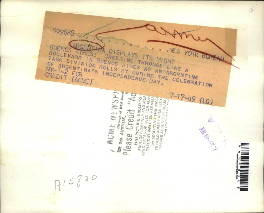 1949 Press Photo Buenos Aires, Argentina Independence Day Parade - nem40069