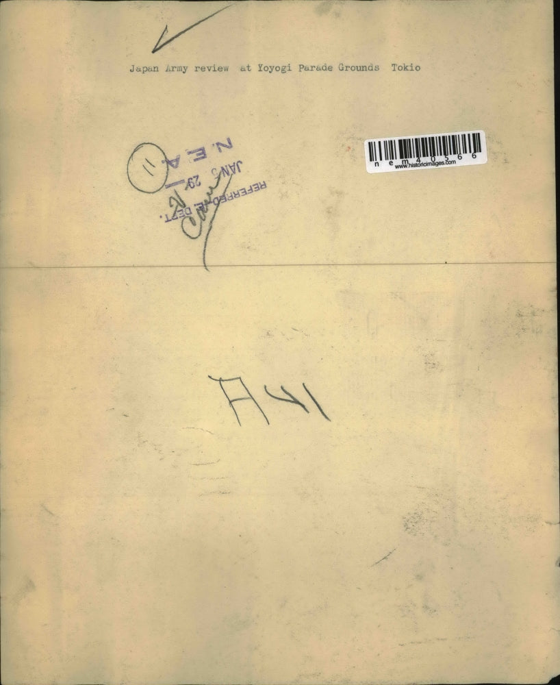 1929 Press Photo Japan Army Review At Yoyogi Parade Grounds in Tokyo - nem40566