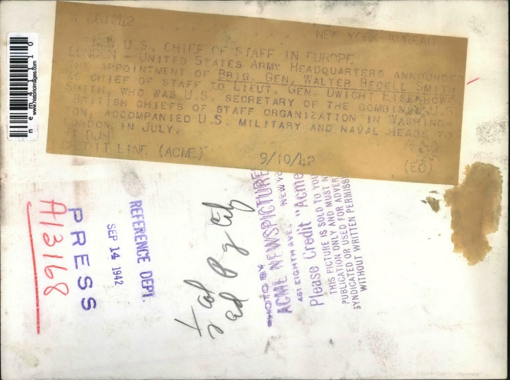 1942 Press Photo U.S Army Headquarters Announced Appointment of Gen Walter Smith