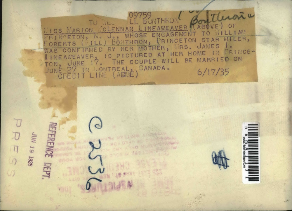 1945 Press Photo Marion McLennan Lineaweaver Engaged to William Roberts Bonthron