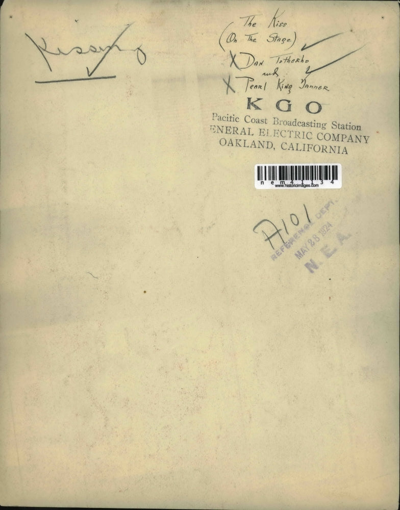 1924 Press Photo Dan Totherho and Pearl King Janner in "The Kiss" - nem41134